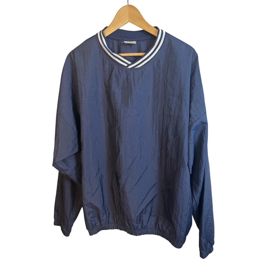 Vintage 90s GAEL Sportswear Pullover Blue Windbreaker V Neck Mens Size Medium